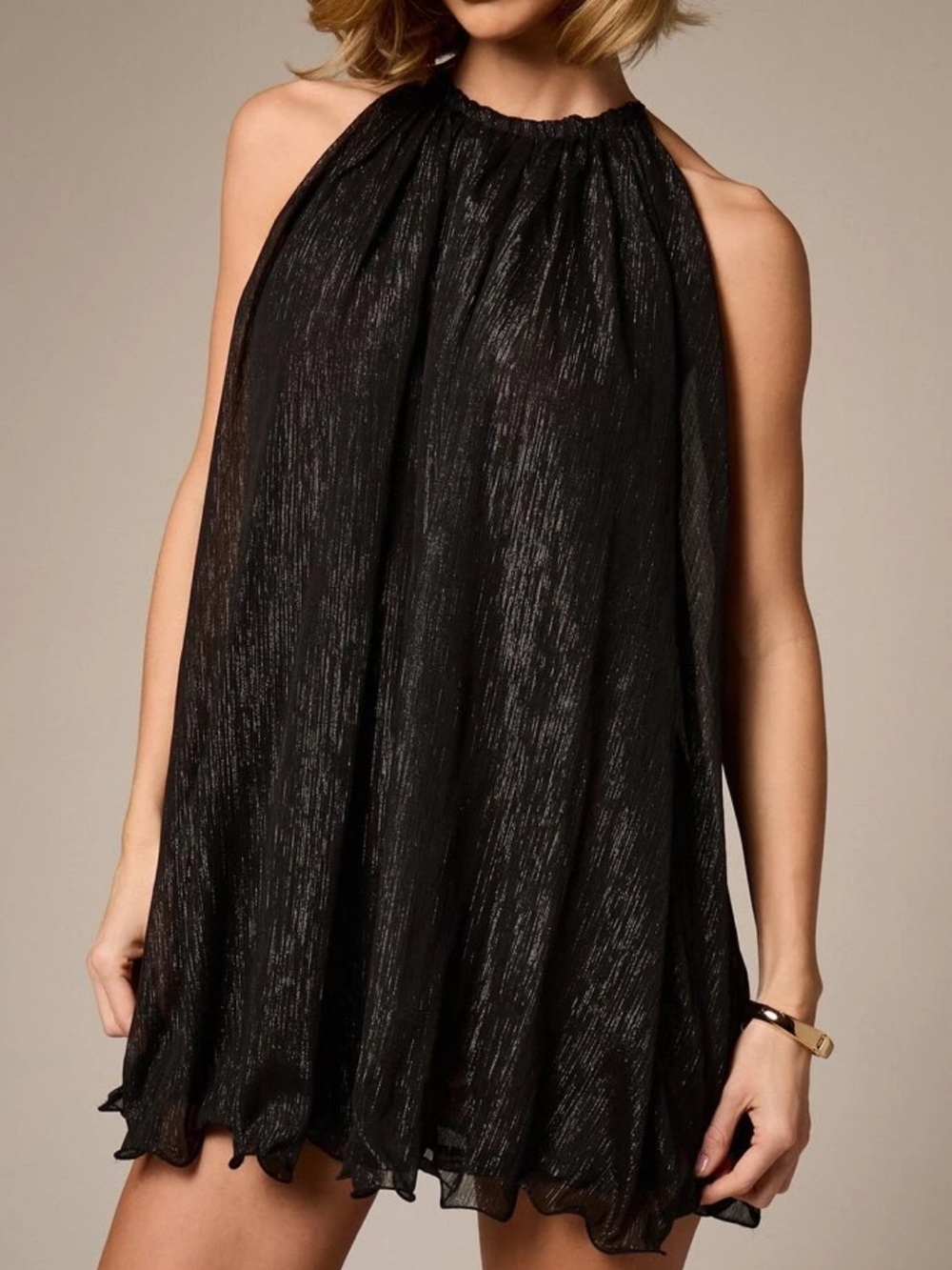Stylish Black Halter Mini Dress